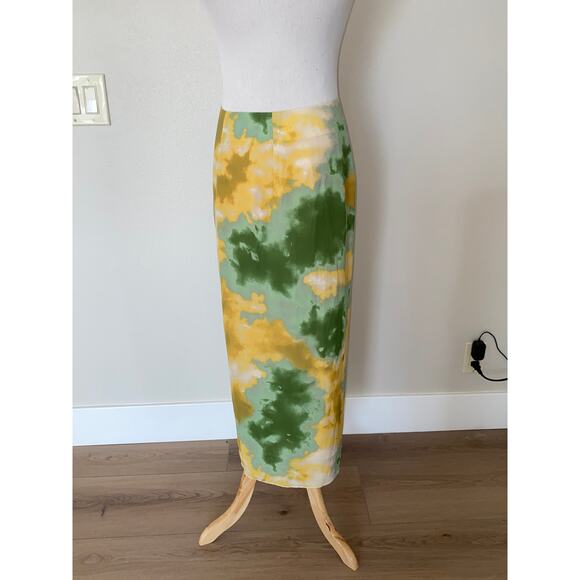 Toccin NY Midi Straight Skirt Side Tie Watercolor Factory Sample NWT Small - Picture 3 of 4